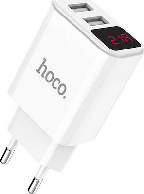 Hoco Φορτιστής Χωρίς Καλώδιο με 2 Θύρες USB-A Λευκός (C63A Victoria)