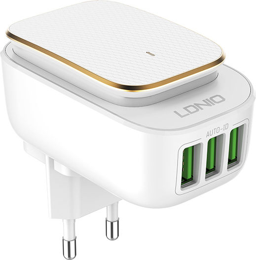 Ldnio Φορτιστής Χωρίς Καλώδιο με 3 Θύρες USB-A 17W Λευκός (A3305)