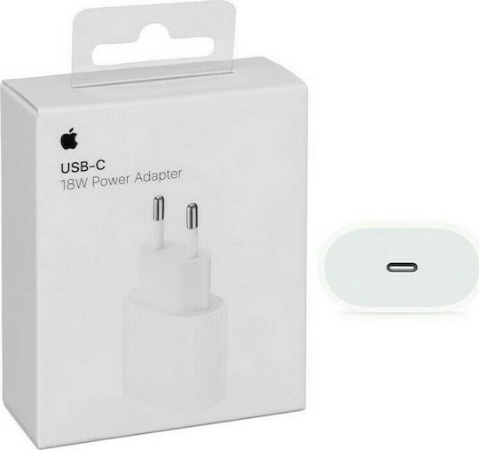 Apple Ladegerät ohne Kabel mit USB-C Anschluss 18W Weißs (Power Adapter)