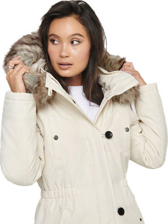 Women's Long Parka Jacket for Winter with Detachable Hood Ice