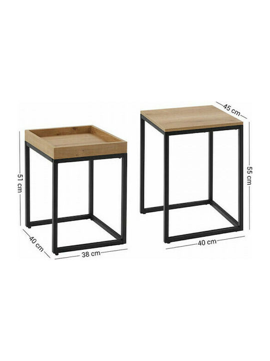 Rechteckiger Zigon Set Holz Beige 2Stücke M45xL55xH40cm