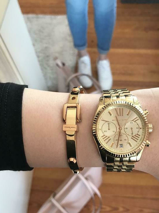 Michael Kors Lexington Women's Watch Chronograph with Gold Metal Bracelet