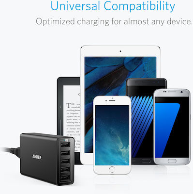 Anker Stație de încărcare cu 5 porturi USB-A 40W în culoarea Negru (PowerPort 5)