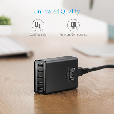 Anker Stație de încărcare cu 5 porturi USB-A 40W în culoarea Negru (PowerPort 5)