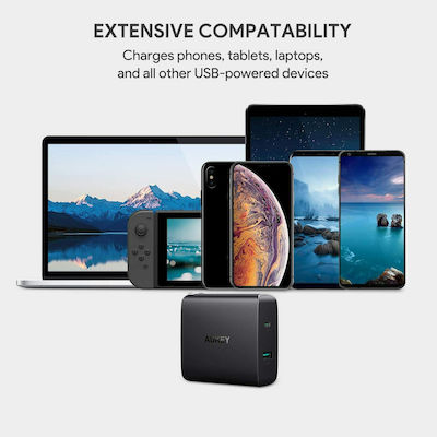 Aukey USB / USB Type-C Wall Adapter Μαύρο (PA-Y10)
