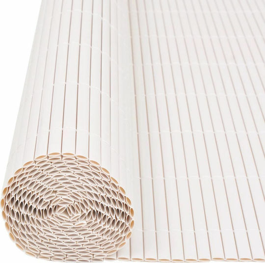 vidaXL Gard de grădină dublă față albă Gard de Bambus Plastic cu Întregul Reed 1.5x5m