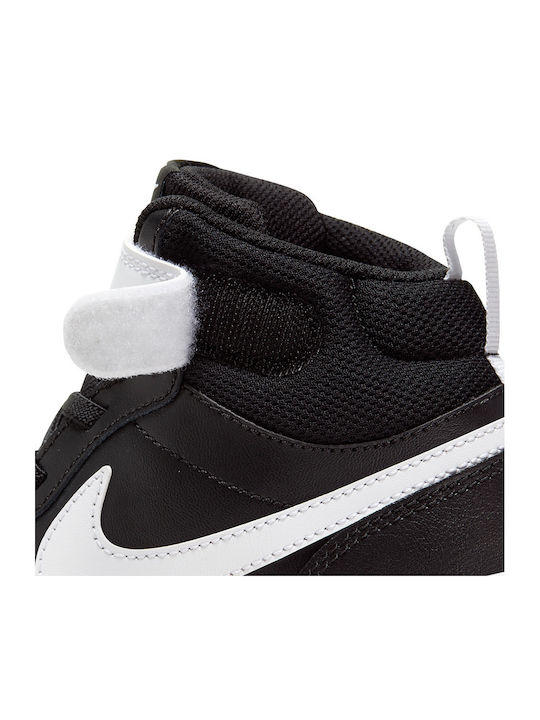 Court Court Borough Mid 2 Kids Sports Shoes with Hoop & Loop Closure Black / White