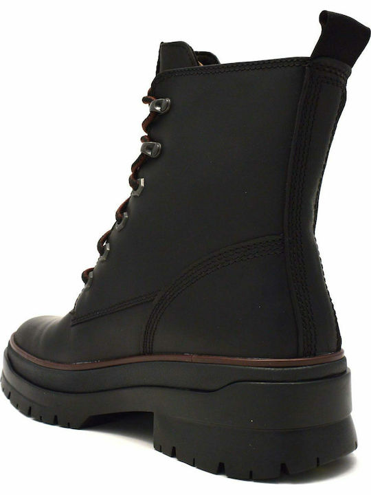 Malynn EK+ Waterproof Ghete Dama De Piele Bocanci Cu Toc Mediu Negri