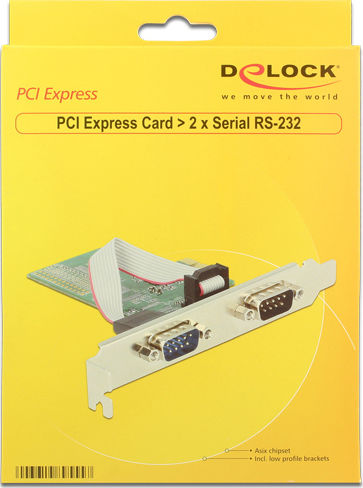 DeLock PCIe Controller with 2 RS232 DB9 Serial Ports