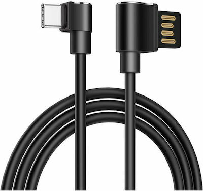 Hoco Angle (90°) USB 2.0 Cable USB-C male - USB-A male Μαύρο 1.2m (U37)