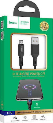 Hoco U79 Geflochten / LED USB 2.0 auf Micro-USB-Kabel Schwarz 1.2m (HC-U79MBK) 1Stück