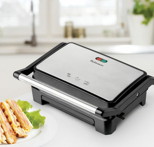 Rohnson Sandwich Maker Grill with Ceramic Plates 800W Inox