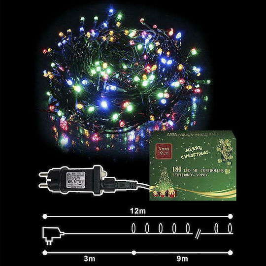 180 Lights LED 12m. Multicolor in String 1pcs