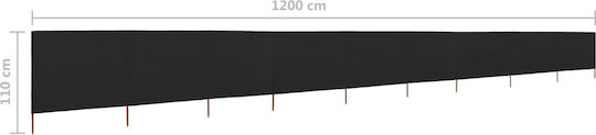 vidaXL Schwarzes Zelt Stoffzaunpaneel in Schwarz Farbe 80cm x 12.0m
