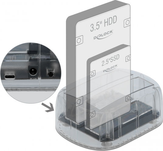 DeLock Docking Station για 2 Σκληρούς Δίσκους SATA 2.5" / 3.5" με σύνδεση USB-C (64090)