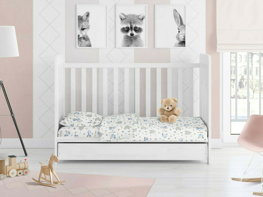Dimcol Elephant Baby Sheet Crib Cotton Fitted Orange 70x140cm