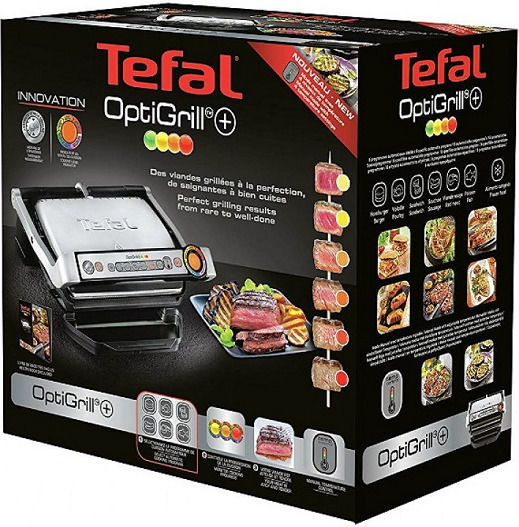 Tefal OptiGrill+ GC712D Τοστιέρα Γκριλιέρα με Αποσπώμενες Πλάκες 2000W Inox