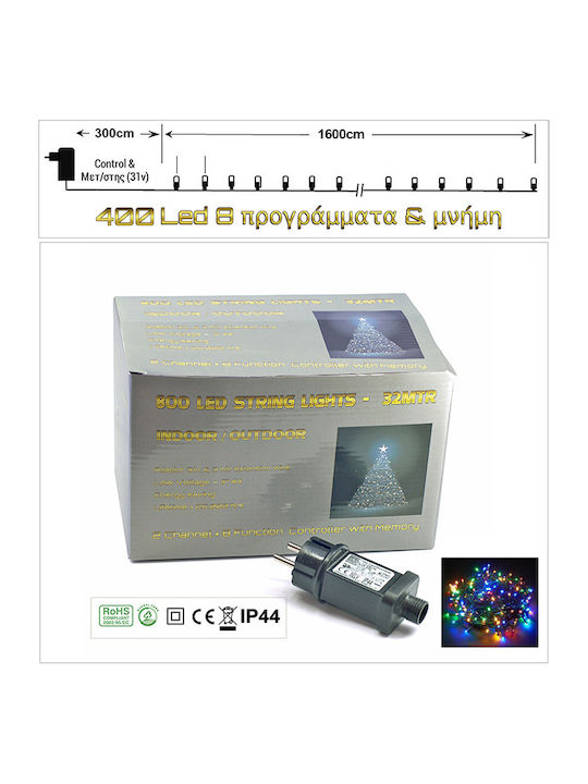 400 Lămpițe LED 16m. Multicolore tip Șir 1buc