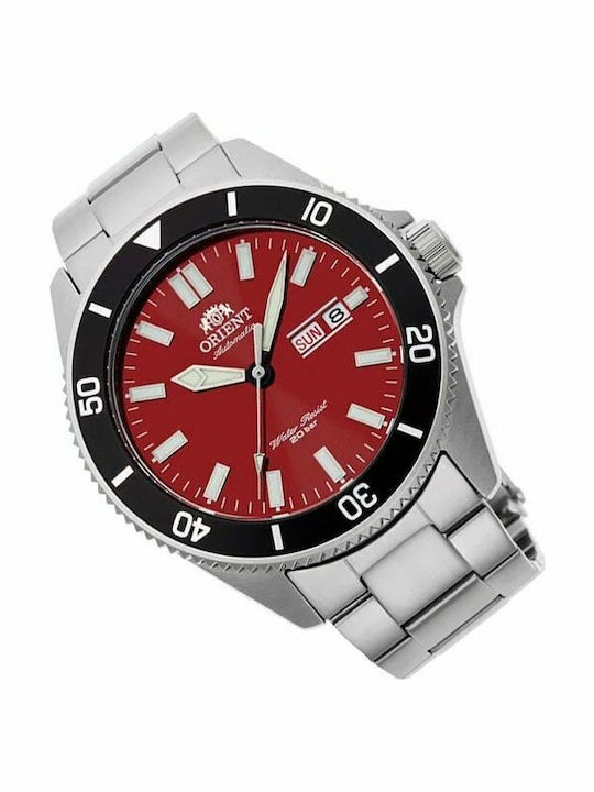 Orient Ανδρικό Ρολόι 44mm Μπαταρίας με Ασημί Μεταλλικό Μπρασελέ