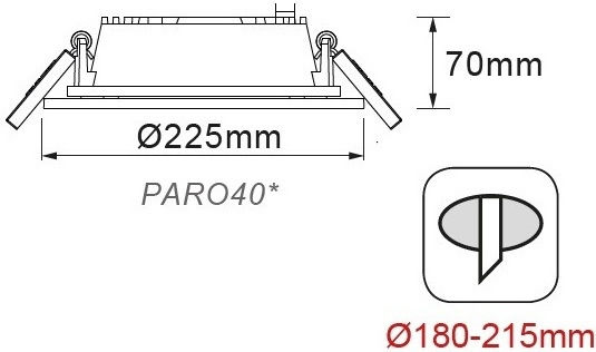 Aca Στρογγυλό Χωνευτό LED Panel 40W με Φυσικό Λευκό Φως 4000K 22.5εκ.