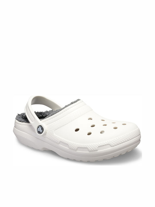 Crocs Classic Lined Clog Ανατομικά Σαμπό με Γούνα Λευκά 203591-10M
