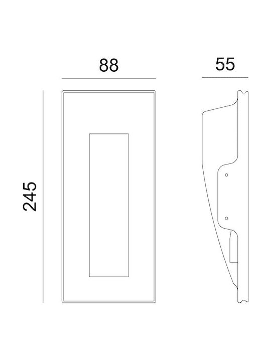 Aca Myla Rectangle Plaster Recessed Spot with Socket GU10 White 24.5x8.8cm. 1pcs