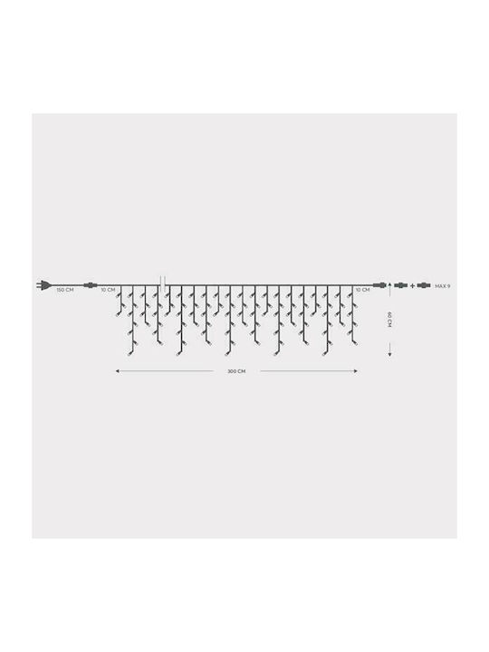 144 Lights LED 3m. x 60cm Warm White type Rain Eurolamp