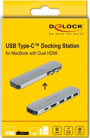 DeLock Docking Station με Διπλό USB-C HDMI 4K PD Γκρι (87753)