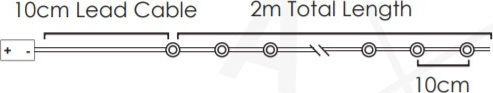 20 Lămpițe LED 2m. Alb cald Baterie tip Șir 1buc