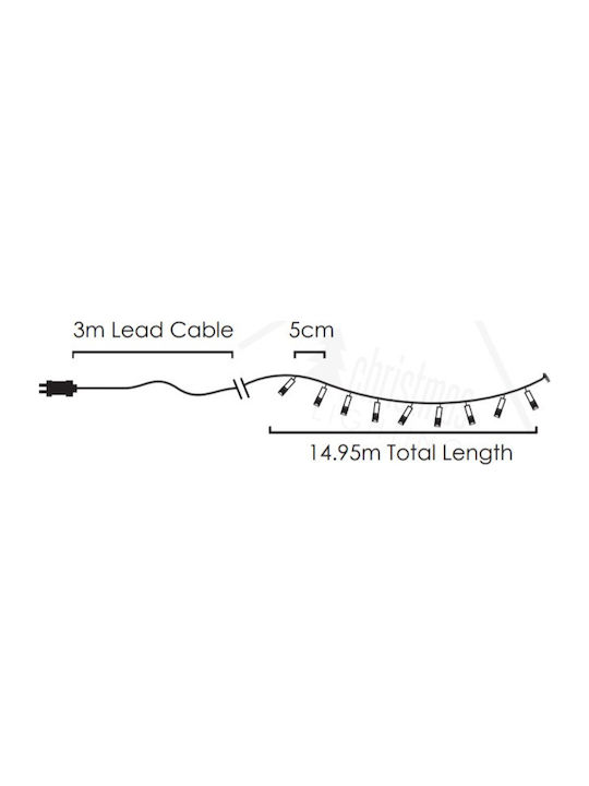 300 Lights LED 15m. Warm White in String 1pcs