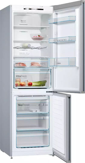 Bosch Ψυγειοκαταψύκτης 326lt Total NoFrost Υ186xΠ60xΒ66εκ. Metal Look KGN36VLED
