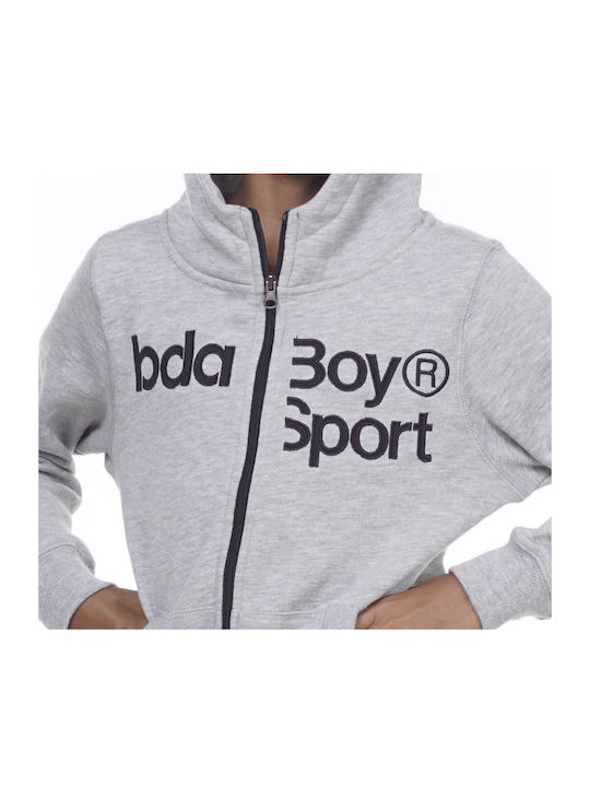 Body Action Boys Athleisure Hooded Sweatshirt with Zipper Gray