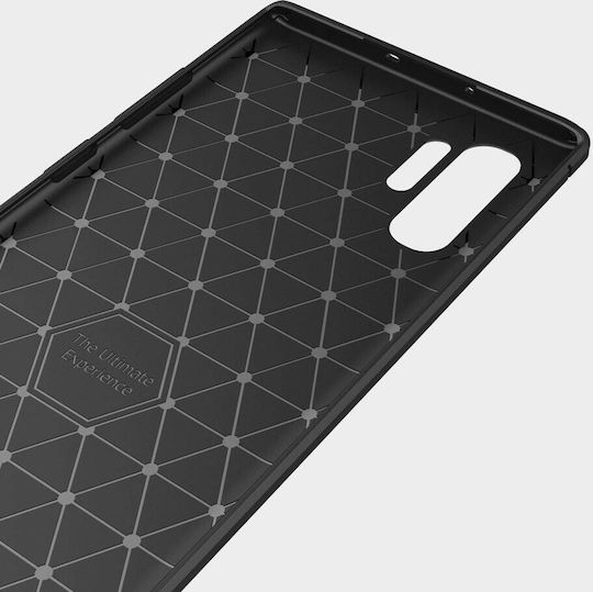 Hurtel Carbon Fiber Back Cover Silicon Negru (Galaxy Note 10+)