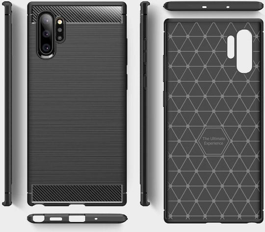 Hurtel Carbon Fiber Back Cover Silicon Negru (Galaxy Note 10+)