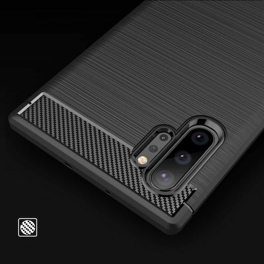 Hurtel Carbon Fiber Back Cover Silicon Negru (Galaxy Note 10+)