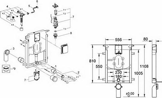 Grohe Uniset Built-in Plastic Low Pressure Rectangular Toilet Flush Tank