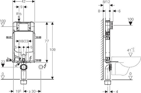 Geberit Sigma Built-in Plastic Low Pressure Rectangular Toilet Flush Tank