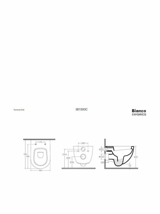 Bianco Ceramica Lenta Wandhängende Toilette mit Schlank Deckel Sanftes Schließen Taupe Matt
