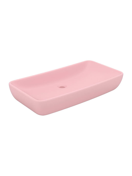 vidaXL Επικαθήμενος Νιπτήρας Κεραμικός 71x38x13.5cm Ροζ