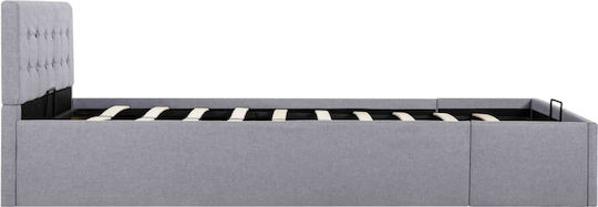 Pat Semi-dublu Din Lemn Gri cu Lamele pentru Saltea 120x200cm