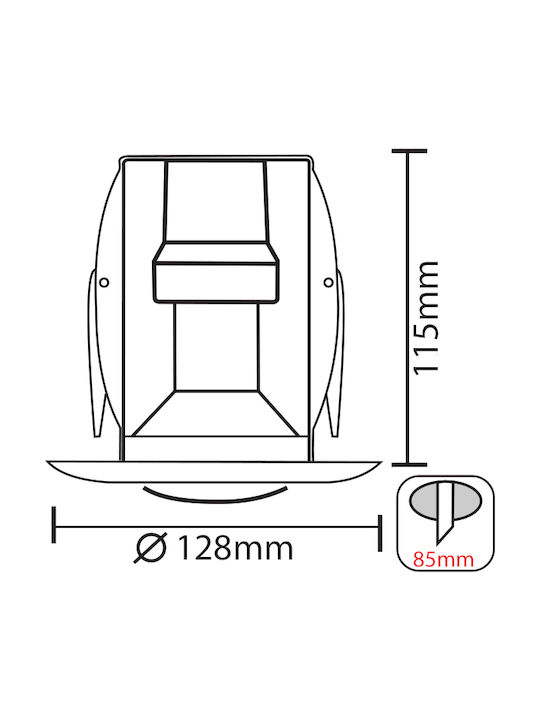 Aca Round Metallic Recessed Spot with Socket E27 R63 White 12.8x12.8cm.