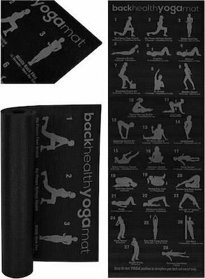 Fitnessmatte Yoga/Pilates Schwarz (173x61x0.6cm)