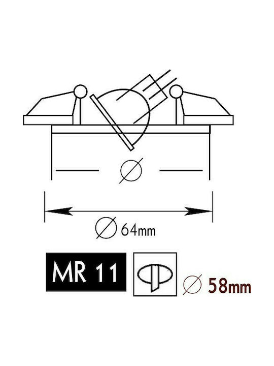 Aca Στρογγυλό Μεταλλικό Πλαίσιο για Σποτ G4 MR11 Κινούμενο σε Χρυσό χρώμα 6.4x6.4cm