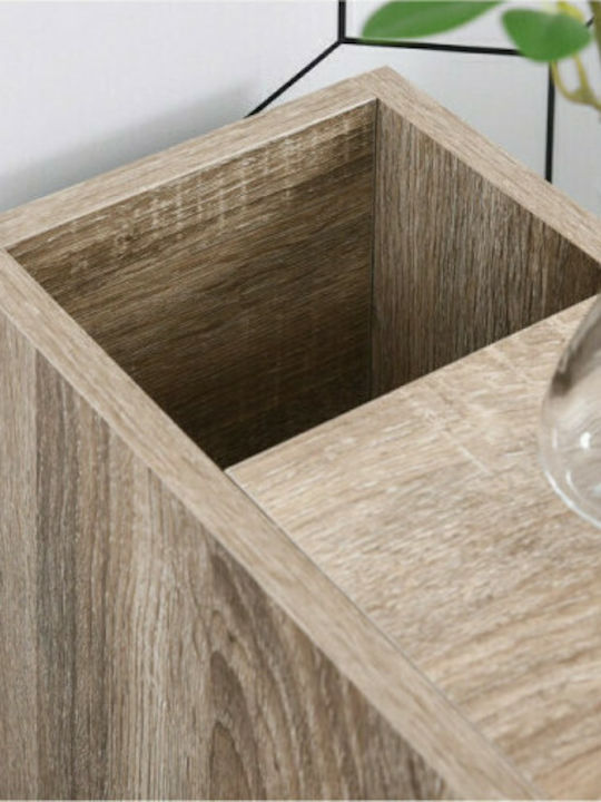 Kleankin Wheeled Wooden Bathroom Furniture Floor Bathroom Shelf Wooden with 3 Shelves 18x30x68.5cm Brown
