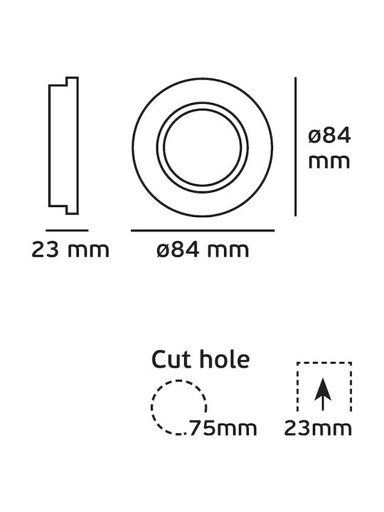 VK Lighting Rund Metallisch Einbau Spot mit Fassung GU10 Beweglich Silber 8.4x8.4cm. 1Stück