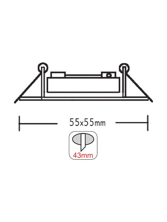 Aca Pătrat Metalic Spot Încorporat cu Soclu G4 MR11 Auriu 5.5x5.5cm. 1buc
