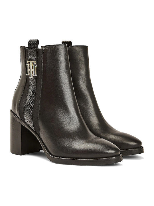 Piele Botine pentru femei cu toc înalt Negru FW0FW05192BDS