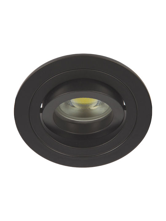 VK Lighting Στρογγυλό Μεταλλικό Χωνευτό Σποτ με Ντουί GU10 Κινούμενο Μαύρο 9.15x9.15εκ. 1τμχ