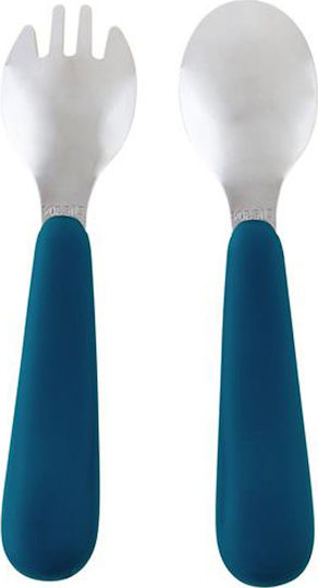 Stephen Joseph Baby Set with Fork made of Metal Blue 2pcs