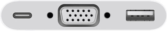 Apple MJ1L2 Μετατροπέας USB-C male σε USB-A / VGA female Λευκό 1τμχ